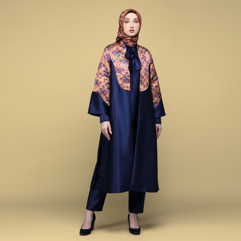 One Set Architectural Mosaic Navy ( Tunic and Pants )