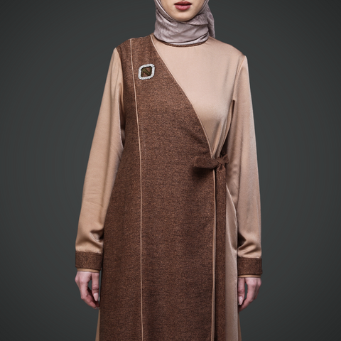 Flap Ribbon Porcini Cinnamon Dress
