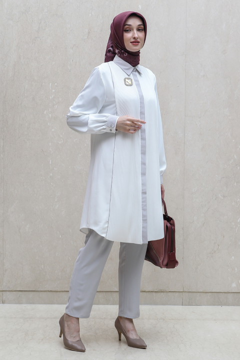 Pleated Iron Dusty Gray Tunic