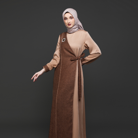 Flap Ribbon Porcini Cinnamon Dress