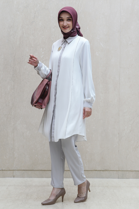 Pleated Iron Dusty Gray Tunic