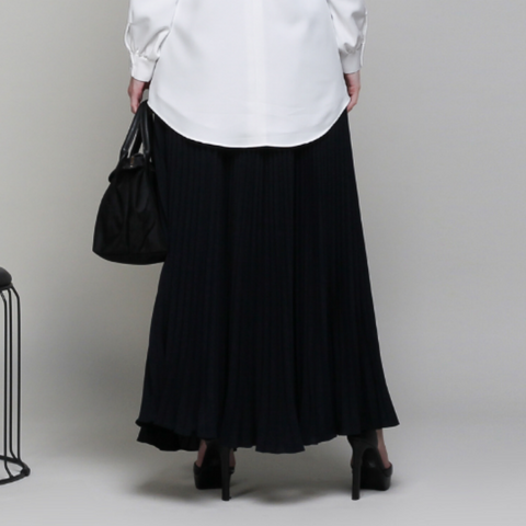 Navy Pleats Skirt