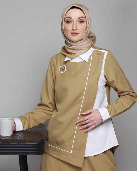 One Set Twotone Flap San Carlos Broken White Midi (Shirt & Skirt)