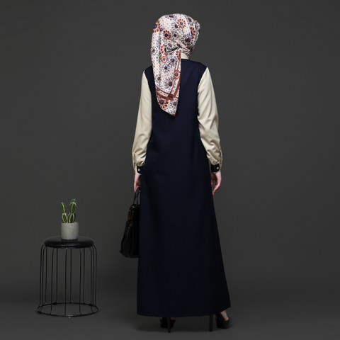2in1 Ribbon Warm Sand Navy Dress