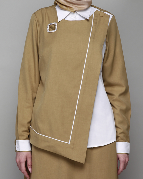 One Set Twotone Flap San Carlos Broken White Midi (Shirt & Skirt)