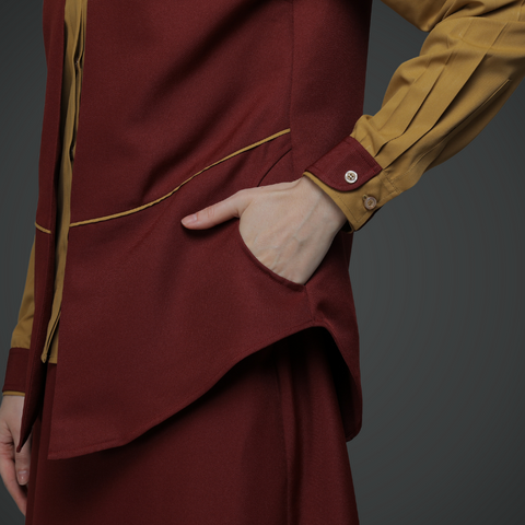 2in1 Red Honey Mustard Midi Shirt