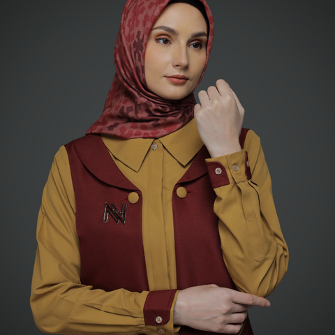 2in1 Red Honey Mustard Midi Shirt