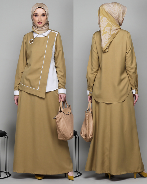 One Set Twotone Flap San Carlos Broken White Midi (Shirt & Skirt)