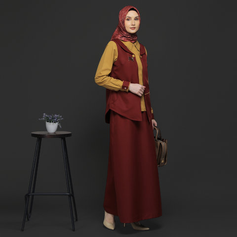 2in1 Red Honey Mustard Midi Shirt