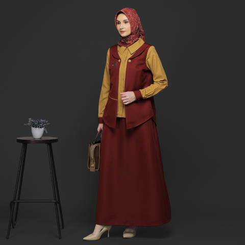 2in1 Red Honey Mustard Midi Shirt