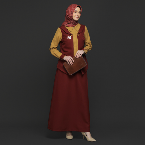 2in1 Red Honey Mustard Midi Shirt