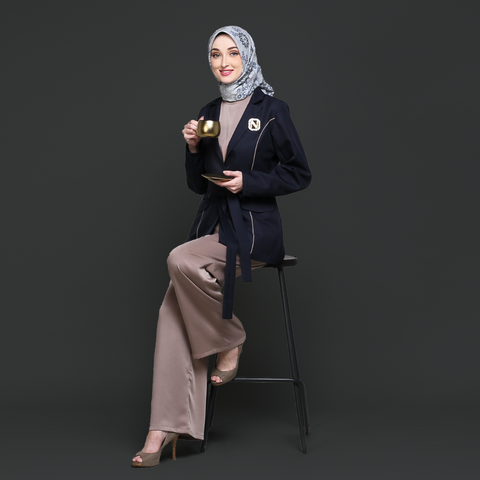 Ribbon Dark Navy Beaver Blazer (Shirt & Inner)