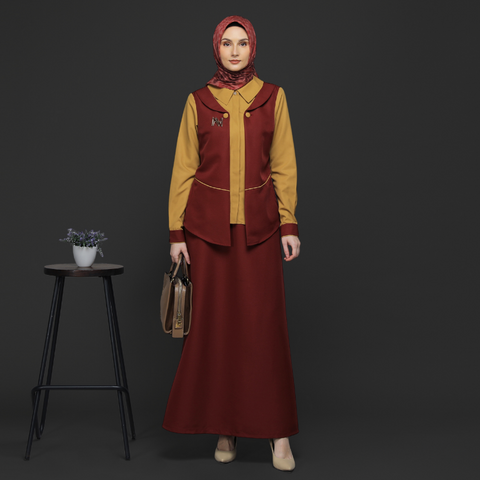 2in1 Red Honey Mustard Midi Shirt