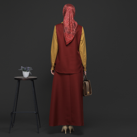 2in1 Red Honey Mustard Midi Shirt
