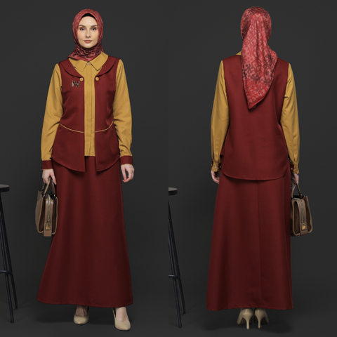 2in1 Red Honey Mustard Midi Shirt