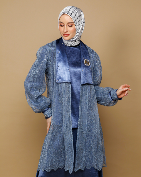RAYA SERIES: Ayra Oxford Blue (Midi Shirt & Skirt)