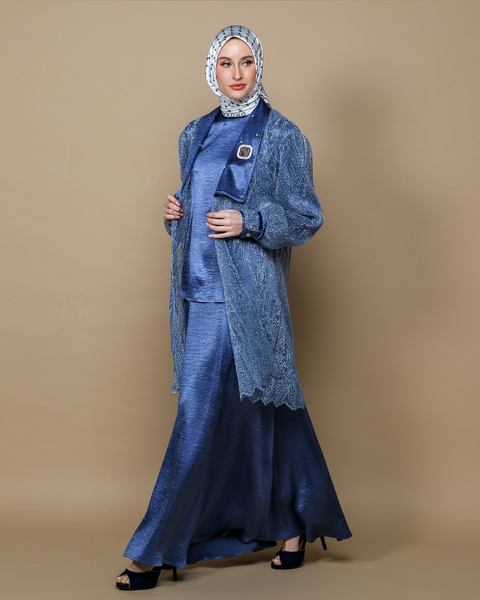 RAYA SERIES: Ayra Oxford Blue (Midi Shirt & Skirt)