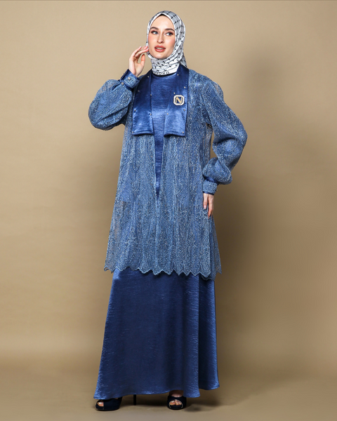 RAYA SERIES: Ayra Oxford Blue (Midi Shirt & Skirt)