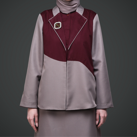 One Set 2in1 Twotone Vermilion Red Tuffet Midi (Shirt & Skirt)