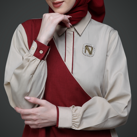 Flap Asymmetric Light Cream Garnet Tunic