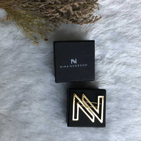 Gold Monogram Brooch