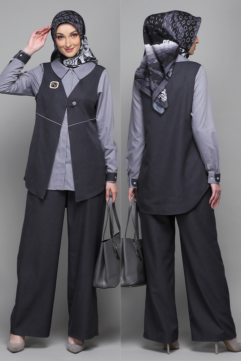 2in1 Vest Snap Button Northern Grey Chill Shirt