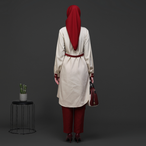 Flap Asymmetric Light Cream Garnet Tunic