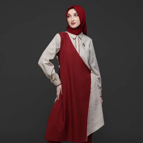 Flap Asymmetric Light Cream Garnet Tunic