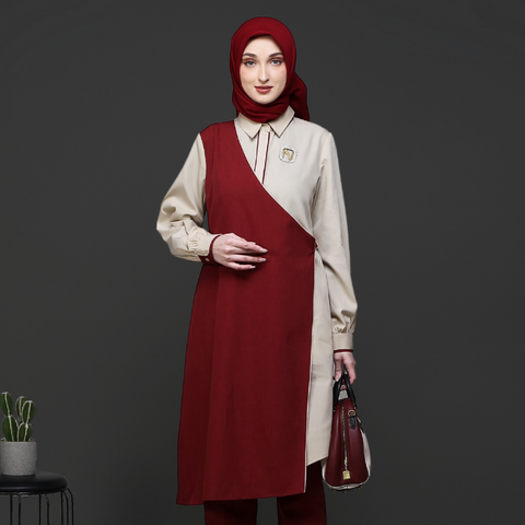 Flap Asymmetric Light Cream Garnet Tunic