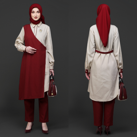 Flap Asymmetric Light Cream Garnet Tunic