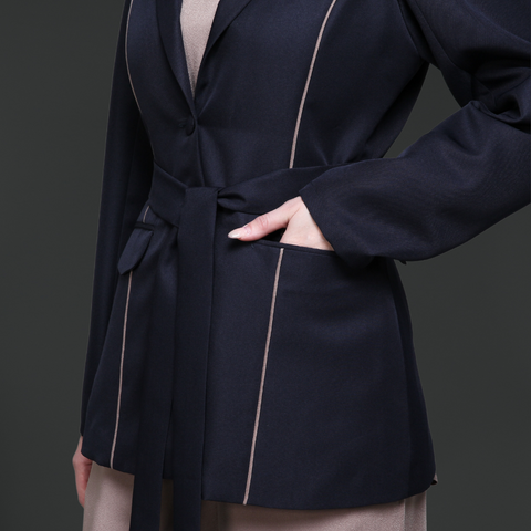 Ribbon Dark Navy Beaver Blazer (Shirt & Inner)