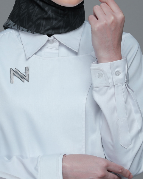 Flap Asymmetric White Shirt