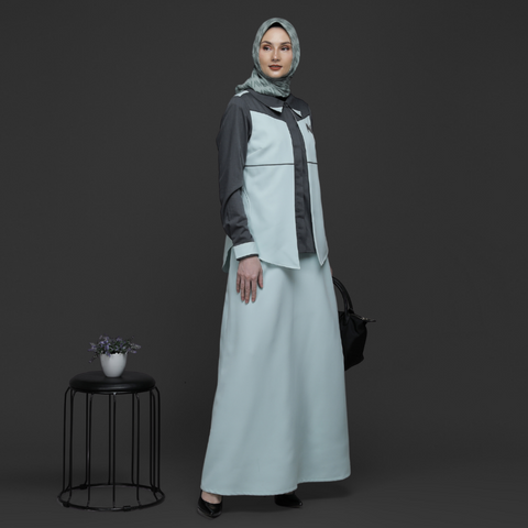 2in1 Twotone Aqua Glass Charcoal Art Midi Shirt