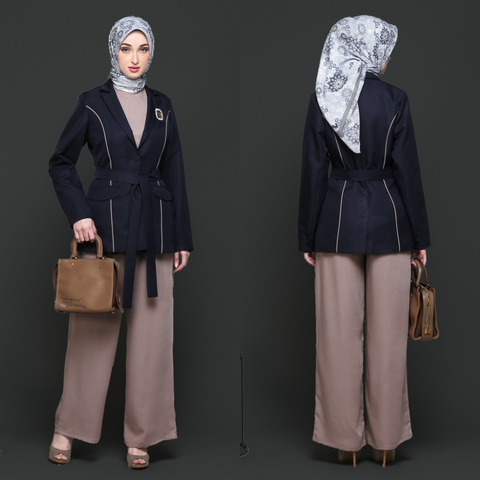 Ribbon Dark Navy Beaver Blazer (Shirt & Inner)