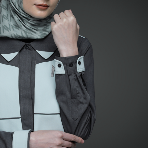 2in1 Twotone Aqua Glass Charcoal Art Midi Shirt