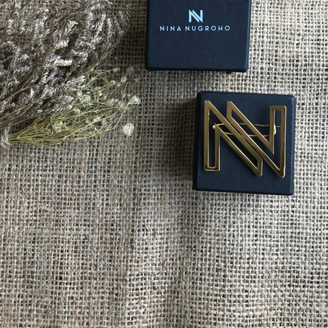 Gold Monogram Brooch