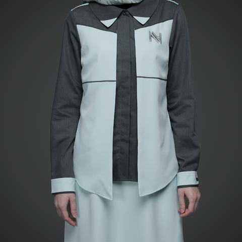 2in1 Twotone Aqua Glass Charcoal Art Midi Shirt