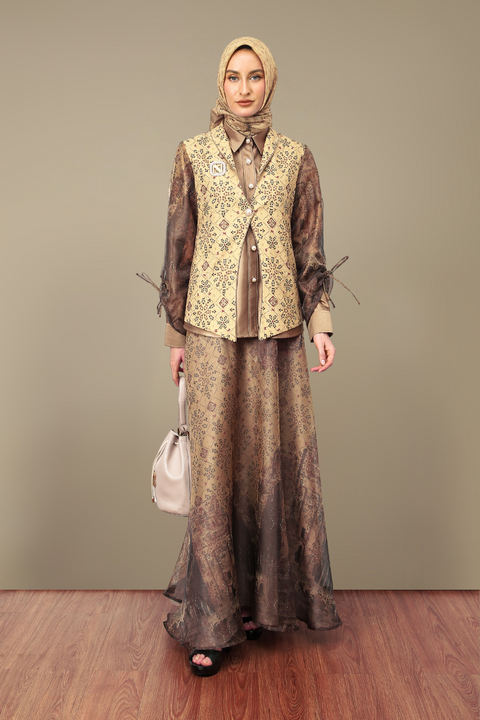 One Set Al-Khazneh Twine Copper (Midi Shirt & Skirt)