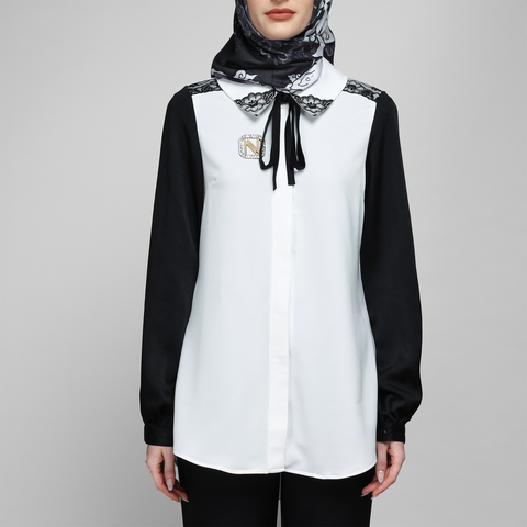 Monochrome Ribbon Sister Black Pretty Broken White Shirt