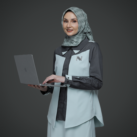 2in1 Twotone Aqua Glass Charcoal Art Midi Shirt