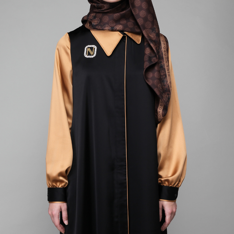 Asymmetric Black Antique Brass Dress