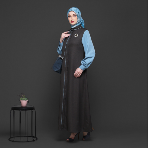 Asymmetric Tie Mulchbrown Aqua Dress