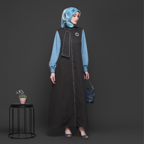 Asymmetric Tie Mulchbrown Aqua Dress