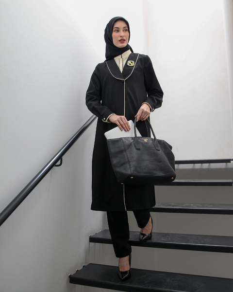 2in1 Piping Pearl Bush Black Tunic
