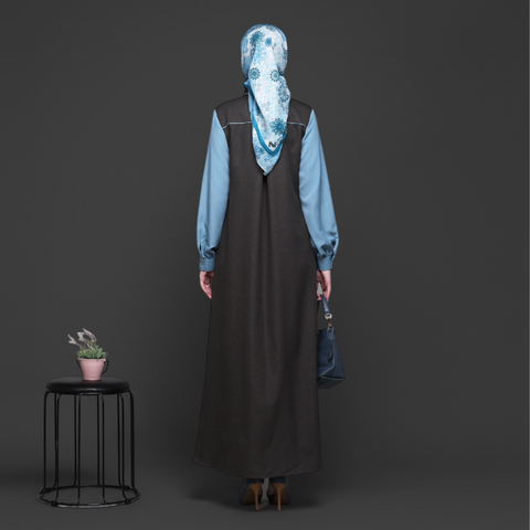 Asymmetric Tie Mulchbrown Aqua Dress