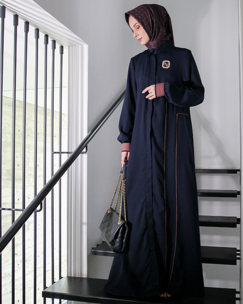 Alesha Piping Dark Navy Dress