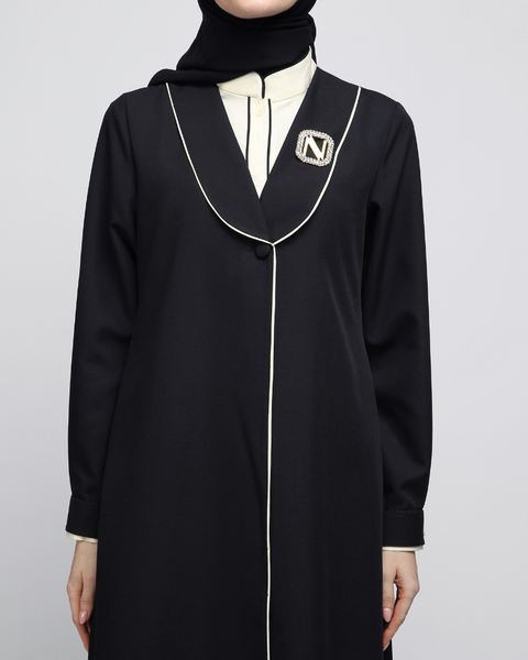 2in1 Piping Pearl Bush Black Tunic