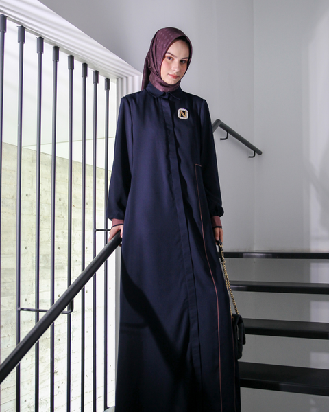 Alesha Piping Dark Navy Dress