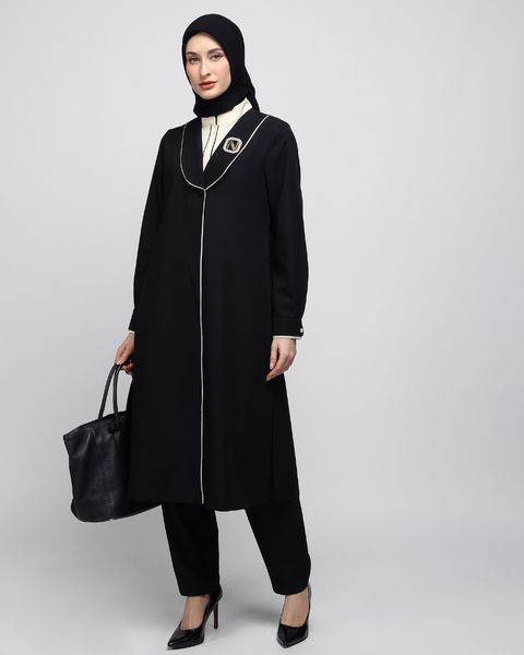 2in1 Piping Pearl Bush Black Tunic