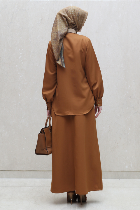 One Set 2in1 Moorish Akaroa Mule Fawn Midi (Shirt & Skirt)